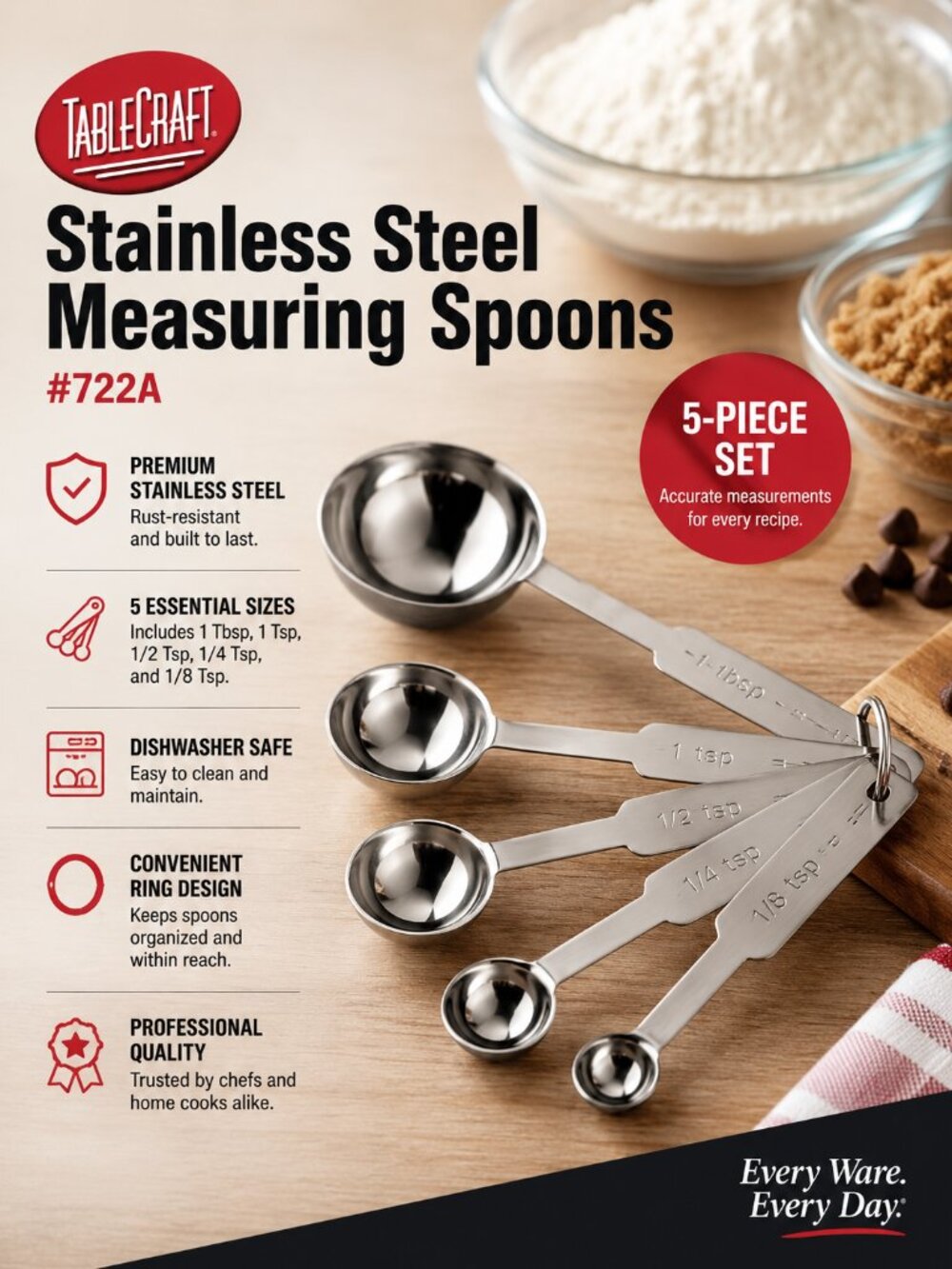 TableCraft Stainless Steel Measuring Spoons #722A